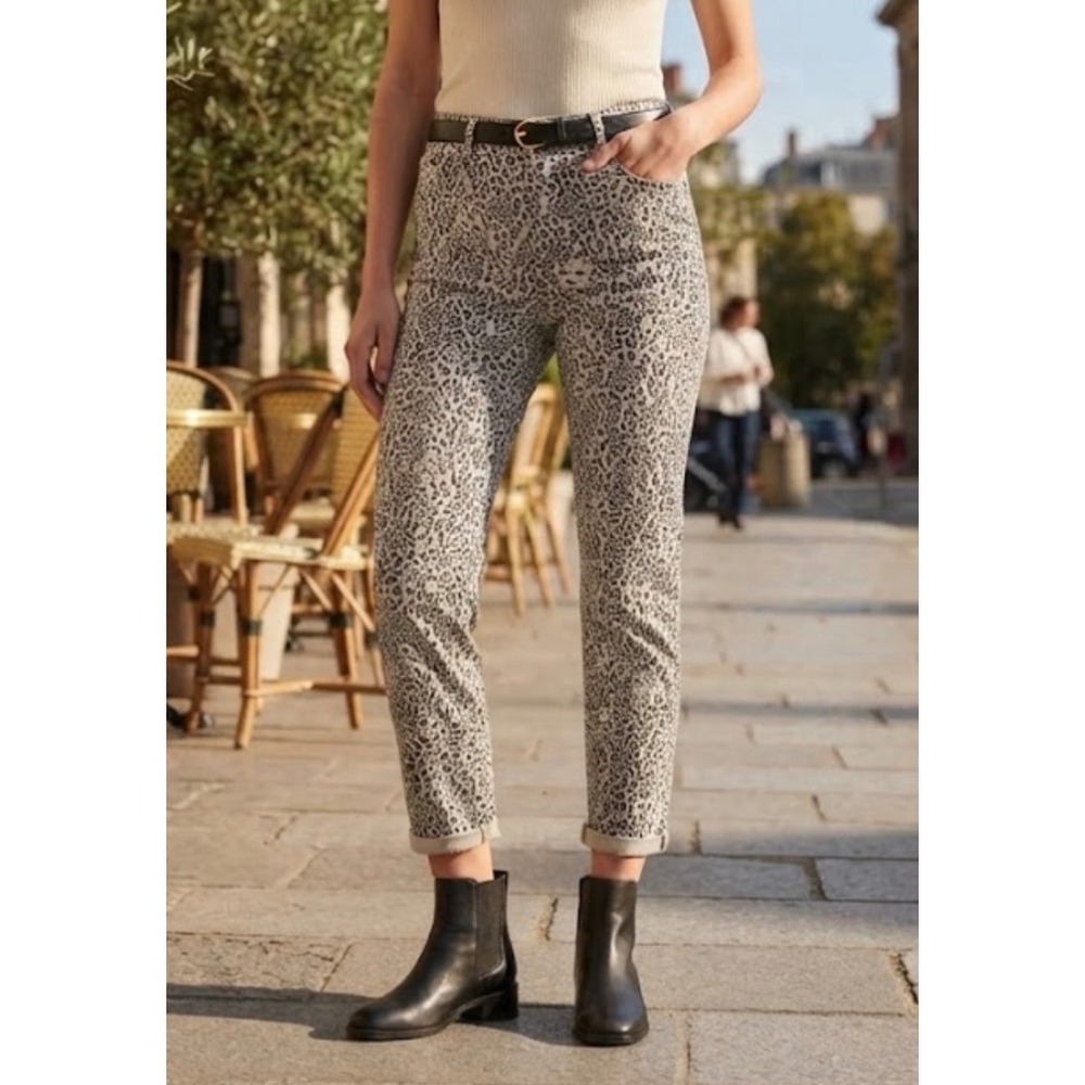 Seven7 Women Tummyless Skinny Jeans 22W Leopard Print High Rise Slimming Stretch